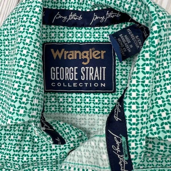 Wrangler George Strait Collection Pearl Snap Button Up Shirt Green/White Small - Picture 4 of 9